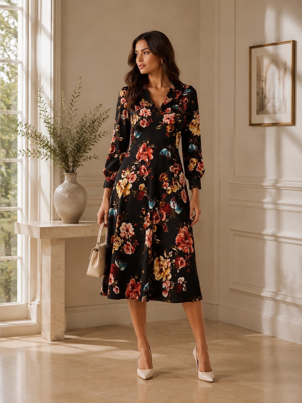 Kate & Lily Floral Black Maxi Dress